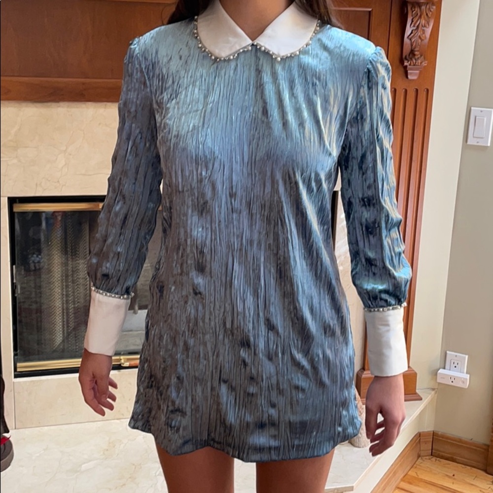 STILL AVAILABLE Mini Miu Blue Crushed Velvet Dress